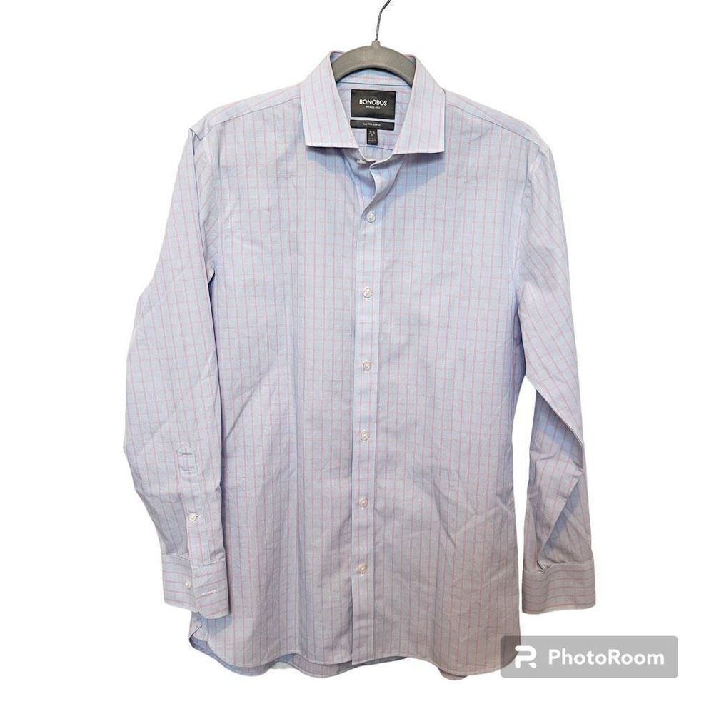 Bonobos Men’s Blue & Pink Plaid Button Down Shirt Size 15.5/33 100% Cotton
